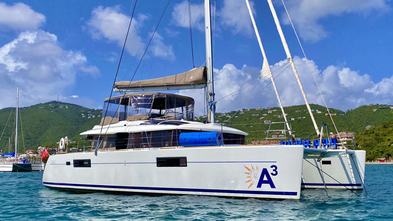 Catamaran A3 offers all-inclusive yacht charters in the BVIs British Virgin Islands sailing vacations