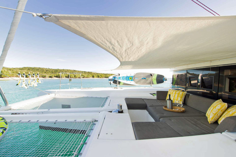 Catamaran Rumba Forward deck seating, lounge area