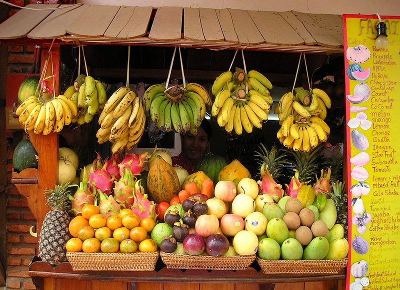 Fresh & Local Produce on VI Yacht Charters. Tropical fruit stand